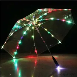 Parasole osobowość twórcza moda parasol LED Luminous przezroczysty parasol lokalizacja strzelanie kreatywny parasol chłopcy dziewczęta R230705