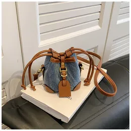 designer flickor handväskor Europeiska och amerikanska galler mini en axelväskor barn rutig cowboy draw rope bucket bag F1727