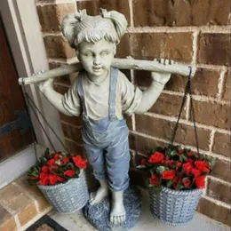 Garden Decorations Flowers For Felicity Girl Statue Two Tone Stone Statues Home Decoration Handmade Crafts Sculpture Modern Art 230704