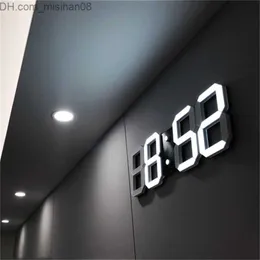 벽 시계 3D LED 벽 시계 현대 디자인 디지털 테이블 시계 알람 나이트 라이트 Saat Reloj de Pared 홈 거실 장식을위한 시계 Y200110 Z230706