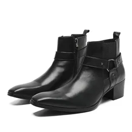 Christia Bella Fashion Man Shoes Black Buckle Мотоцикл ковбойские короткие ботинки Buckle Party Business Angle Boots Мужские платья ботинки