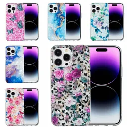 Moda flor mármore macio imd tpu casos para iphone 14 plus 13 pro max 12 mini abacaxi borboleta rosa elegante floral shell celular móvel telefone inteligente gel capa traseira