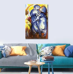 Kolorowa sztuka abstrakcyjna wieża niebieskich koni Franz Marc malarstwo nowoczesny wystrój salonu duży