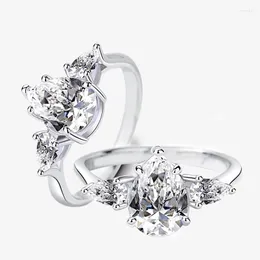 Cluster Rings DIMINGKE 2CT Water Drop Moissanite Ring Powder Com GRA Certificate Premium Jewelry Women Gift Noivado