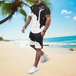 Tute da uomo Estate Set da 2 pezzi Trend Fashion Uomo T Shirt Beach Shorts Suit Stampa 3D O-Collo Top Tuta Abbigliamento maschile Streetwear