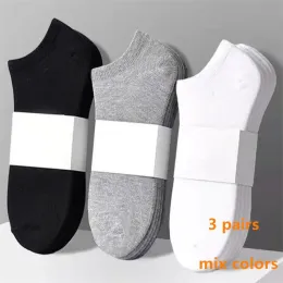 3pairs Mens Socks Casual Boat Black Business Socks Solid Color Breathable Comfortable High Quality Ankle