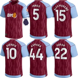 Kamara Home Aston Villaes Soccer Jerseys 2023 2024 Men Watkins Buendia McGinn El Ghazi Douglas Luiz Mings Konsa Cash Football Рубашки