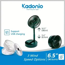 Kadonio Katlanır Fan sessiz 3- Hızlı Rüzgar Yüksek Gerilebilir Simüle Simüle Doğal Rüzgar 180 ° ayar Pille çalışan veya USB Powered Ana Desk Yatak Odası Taşınabilir