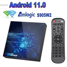 20PCS T95W2 Android 11 tv box 4GB 64GB 32GB 16GB amlogic s905w2 4K AV1 media player 2,4G 5G Wifi BT4.0