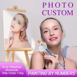 Curtains Painting by Number Wholesale/dropshipping Personality Photo Customized Diy Picture Coloring by Number Acrylic Adult Kit Unframed