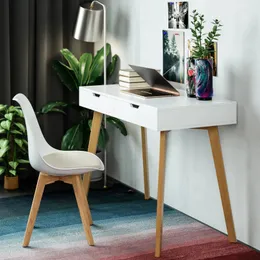 Writing Computer Desk, Laptop Notebook PC Workstation with 2 Drawers, Simple Study Makeup Vanity Table Modern Furniture for Home Office, Whi