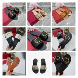 Valentine Sandals High Heel Shoes Luxury Designer Women Metallic V Signature Trim Slipper Grained Cowhide 0 5 cm Leather Slippers JGM MWD 03WL