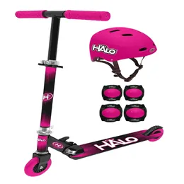Rise Above 6 piece Scooter Combo - Pink - Including 1 Premium Inline Scooter, 1 Size Adjustable Multi-Sport Helmet, 2 Elbow Pads, 2 Knee Pad