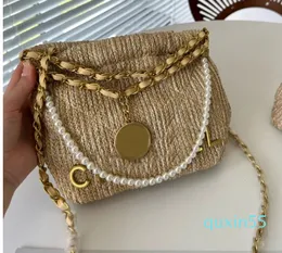 2023 Bolsas de palha casuais Bolsa de grife Bolsa tiracolo Correntes Moda Ombro Lona Feminina Bolsa Carta Telefone