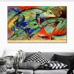 Modern Abstract Canvas Art Chameleon Franz Marc Pittura a olio fatta a mano Decorazione da parete contemporanea