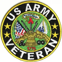 Anpassad vänsterbröstbroderi Veteran US Army Patch Iron Sy på rygg på jacka och T-shit eller Hat225v