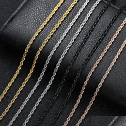 Chains M Stainless Steel Twisted Rope Chain Necklaces For Men Women Gold Black Hip Hop Titanium Choker Fashion Party Jewelry Drop De Dhv7R