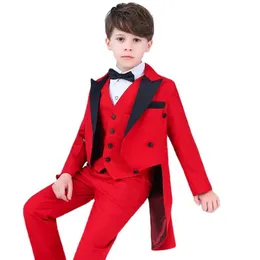 skirt Children Formal Suit Jacket Wedding Boys Dress Suit 4 Pieces Set High Quality Jacket+pants +shirts+bow Tie Size 3years 12 Years