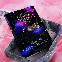 Love Starry Sky Code Book With Lock Student Password Notebook Adult Boy Girl Hand Ledger Portable Notepad Diary Birthday Gift