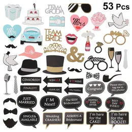 Other Event Party Supplies 53pcs Wedding Party Pobooth Props Beard Lips Party Decorations Camera Cocktail Po Booth Props 230704