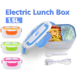 Lunch Boxes Portable 1.5L Electric Heated Lunch Box 110V Food Warmer Container Bento Boxes For Car School Picnic Food Heating Heater Box 230704