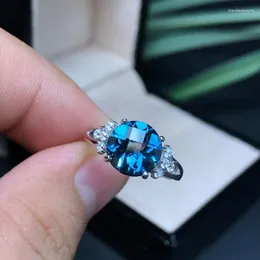 Cluster-Ringe KJJEAXCMY Feiner Schmuck 925 Sterling Silber eingelegt mit natürlichem Topas Ring Einfacher Edelstein Löwenzahn Göttin Micro Inlay Flash Erwq