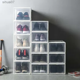 Boîte à chaussures transparente boîtes à chaussures de stockage épaissie chaussures anti-poussière boîte organisateur peut être superposé combinaison armoire à chaussures L230705