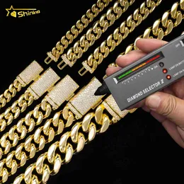 Hip hop takı moissanit toka 8mm 10mm 12mm 14mm 18mm 18mm paslanmaz çelik kolye erkek altın gümüş Miami Küba bağlantı zinciri