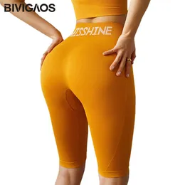 Leggings Bivigaos New Biker Shorts Women Sport Knee Short Thin Fiess High Waist Shorts Sexy Hip Up Quickdrying Running Shorts Summer