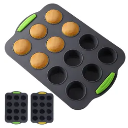 Silicone Round Cake Mold Mini Muffin Candle Soap Mold DIY Cupcake Cookies Fondant Baking Pan Tray Mould Baking Tool 12 Holes