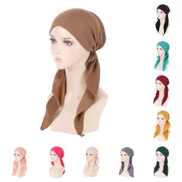 Weiche muslimische Falten-Wölbung, Modal-Jersey-Hijab-Mütze, solides Schlupfseil, Turban-Kappe, Motorhaube, Kopftuch, Wickel, vorgebundene Strech-Kopfbedeckung