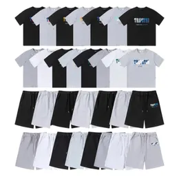 Män designers Trapstar London T Shirt Chest White-Blue Color Handduk Broderi Mens Shirt and Shorts High Quality Casual Street Shirts British Fashion Brand Suits