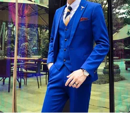 Custom Made Hommes Costumes Un Bouton Marié Tuxedos Peak Revers Garçons D'honneur Mariage / Bal / Dîner Homme Blazer Veste Pantalon Gilet w872423