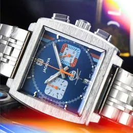 Deux yeux hommes batterie chronographe mouvement à quartz montres 40mm édition limitée carré en acier inoxydable crime suisse Wristwatche240v