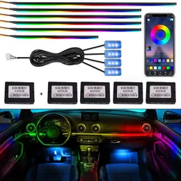 Znak uniwersalny akrylowy Neon LED oświetlenie wnętrza samochodu oświetlenie otoczenia APP pasek świetlny przewodnik światłowodowy RGB dekoracja samochodu lampa nastrojowa HKD230706