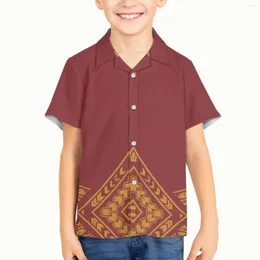 Camisas casuais masculinas polinésias tribais havaianas estampas de tatuagem de totem criança menino crianças soltas respirável impressão 3d na moda cool fashion