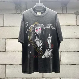 T-shirt da uomo American Street Saint Michael Co Branding Love Satana Limited Vintage Made vecchia t-shirt a maniche corte lavabile mbek