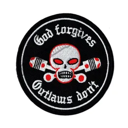 GOD Forgives Outlaw Don't Motorcycle Embroidered Patch Biker Iron On Patch for Jacket Vest Rider Embroidery Patch F286a