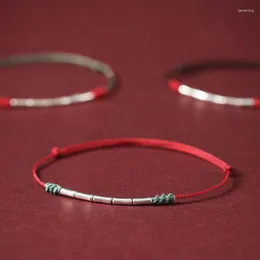 Браслеты из шарма браслета ручной работы серебряного цвета Lucky Bamboo Bangle Женщины мужчины любители друзья.