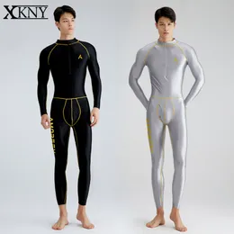 Swim Wear Xckny Satin Glossy Men Front Zipper с длинными рукавами колготки колготки шелк гладкий серфинг -костюм йога