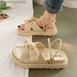 Dress Shoes Sandias De Tacon Internet Hot Women's Shoes Summer Fairy Style 2021 New Improvement Fashion Student Platform Roman Women's Beach Flat Shoes Z230712