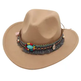 Chapéu de cowboy ocidental pai-filho para homens, mulheres e crianças Jazz Cowgirl com borla aba larga Cloche Church Sombrero Hombre Caps