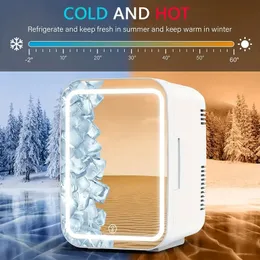 Cooseon 4L Mini Mirror Fridge, Beauty Makeup Skincare Refrigerator, AC/DC Heated Cooling Beauty Refrigerator, Beverage Car Refrigerator, Skincare Cosmetics,