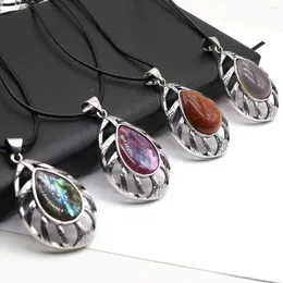 Colares com Pingente Pedra Natural Colar Gota de Água Concha de Abalone Corda de Quartzo Cadeias de Cristais Amuletos Para Jóias Femininas