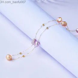 Hänge Halsband XF800 Äkta 18K guld Halsband Hänge Utsökta smycken Barock Naturlig sötvattenspärla Pure AU750 Kedja Bröllopspresent för kvinnor X559 Z230707