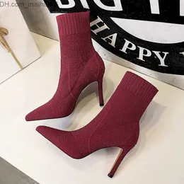 Buty wyjściowe BIGTREE Buty Buty damskie Jesień Zima Buty Skarpety Buty Czółenka damskie 2021 Nowe damskie botki Cienkie wysokie obcasy Elastyczne buty Z230707