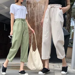 Pantalones de mujer, pantalones de chándal informales para mujer, pantalones de moda Vintage Chic con cordón sólido, ropa informal suelta para correr