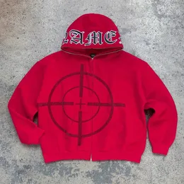 PLAMS melek erkek hoodies moda erkek kadınlar elmas baskılı nakış ceketleri ceket zip hırka y2k gotik giyim hip hop sokak kıyafeti 566