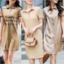 2023 Designer Polo Dress Dressed Dresses Summer Fashion Plaid Dress Women Strip Print Dress Dression Cotton Dresses Elegant Frust Womens Designer CL 97PD#