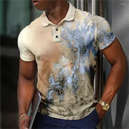 Herren Polos Einfaches Poloshirt Splash Ink Printing Täglich Lässig Kurzarm Street Top T-Shirts Sommer Herren Kleidung Lose Übergroße-Shirts